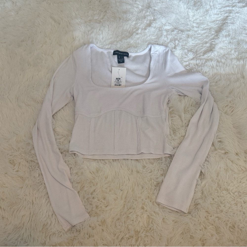 Streetwear Society White Long Sleeve Crop Top